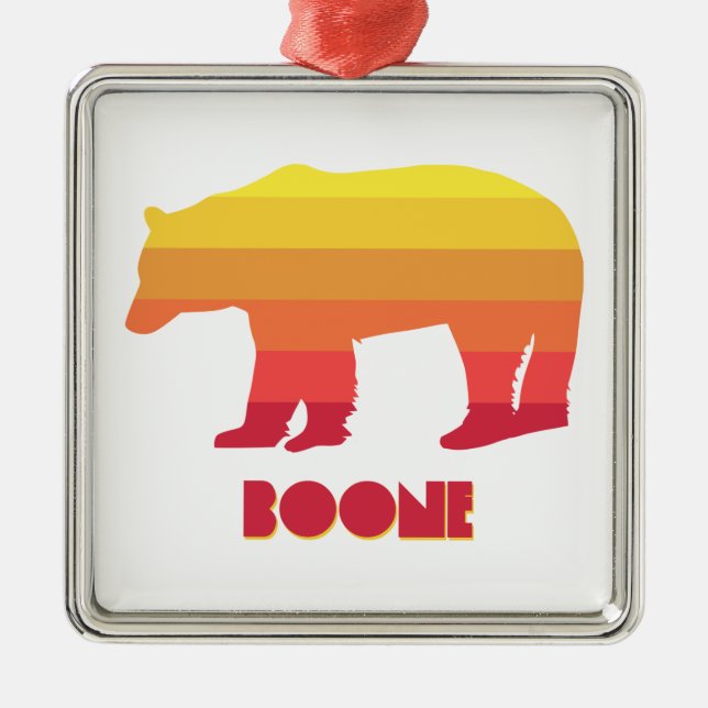 Ornamento De Metal Boone North Carolina Rainbow Bear (Frente)