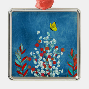 Ornamento De Metal Borboleta Amarela