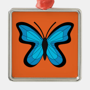 Ornamento De Metal Borboleta Azul