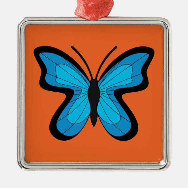 Ornamento De Metal Borboleta Azul (Frente)