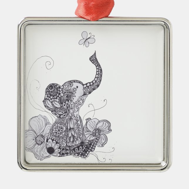 Ornamento De Metal Borboleta do elefante (Frente)