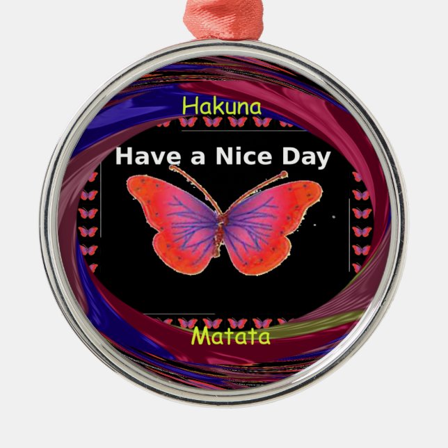 Ornamento De Metal Borboleta Roxa Laranja Tem um belo Impressão de ar (Frente)