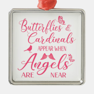 Ornamento De Metal Borboletas & Cardinals Aparecem Quando Anjos Estão