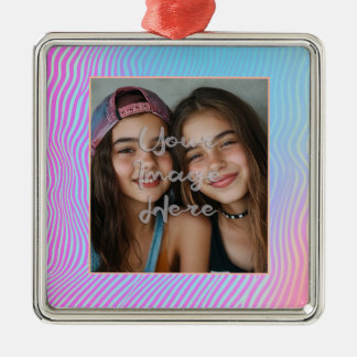 Ornamento De Metal Borda de Foto de Strike de Vaporwave em Pastel em