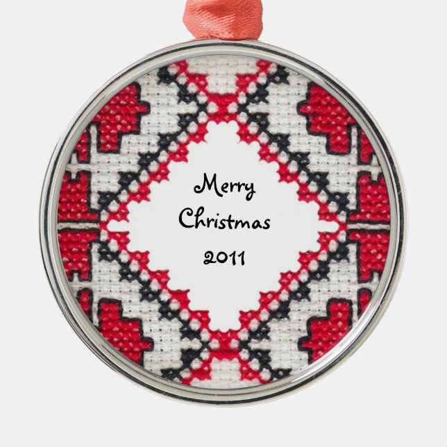 Ornamento De Metal Bordado ucraniano (Frente)