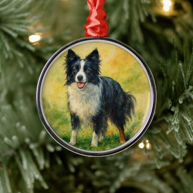 Ornamento De Metal Border Collie (Árvore)