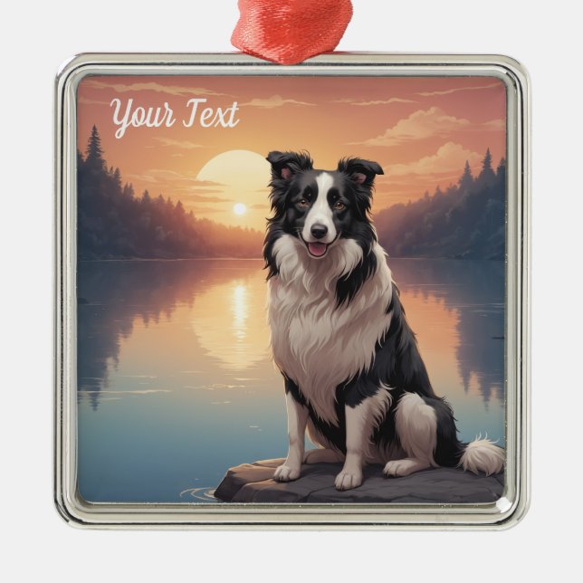 Ornamento De Metal Border Collie por Lago (Frente)