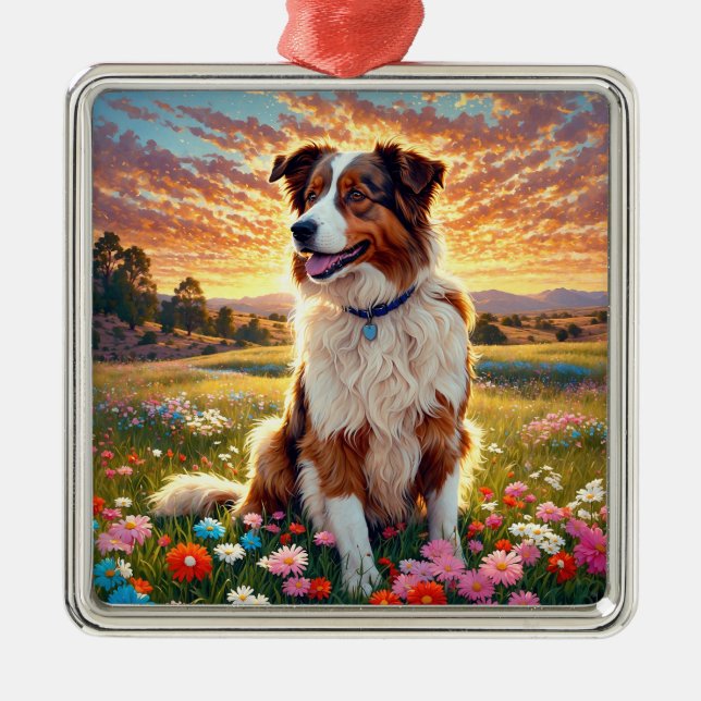 Ornamento De Metal Border Collie Shepherd Dog (Frente)