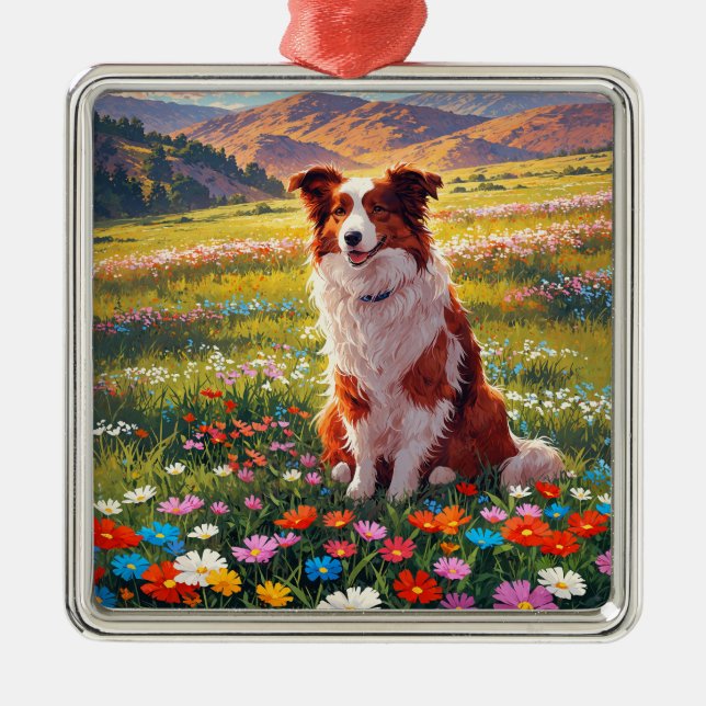 Ornamento De Metal Border Collie Shepherd Dog (Frente)