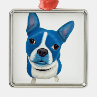 Ornamento De Metal Boston azul Terrier