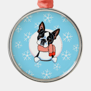 Ornamento De Metal Boston Terrier deixou-o nevar