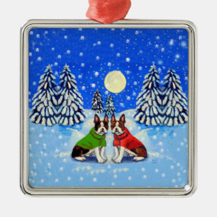 Ornamento De Metal Boston Terrier Ornament Square Premium