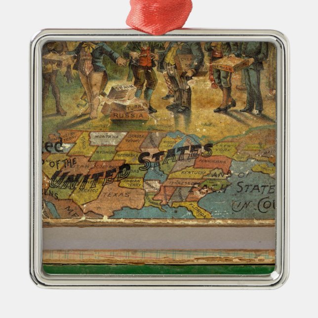 Ornamento De Metal Box Dissected map, Estados Unidos (Frente)