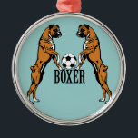 Ornamento De Metal boxeador com bola de futebol<br><div class="desc">boxeador com bola de futebol</div>