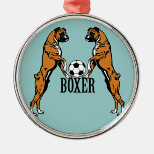 Ornamento De Metal boxeador com bola de futebol