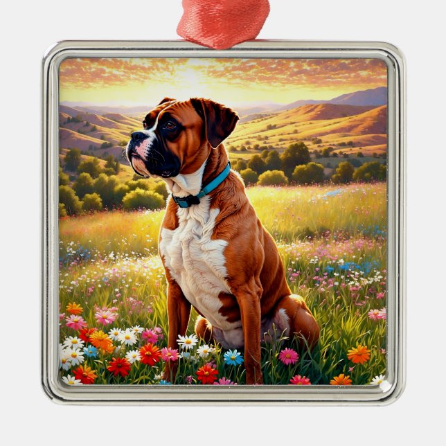 Ornamento De Metal Boxer dog (Frente)
