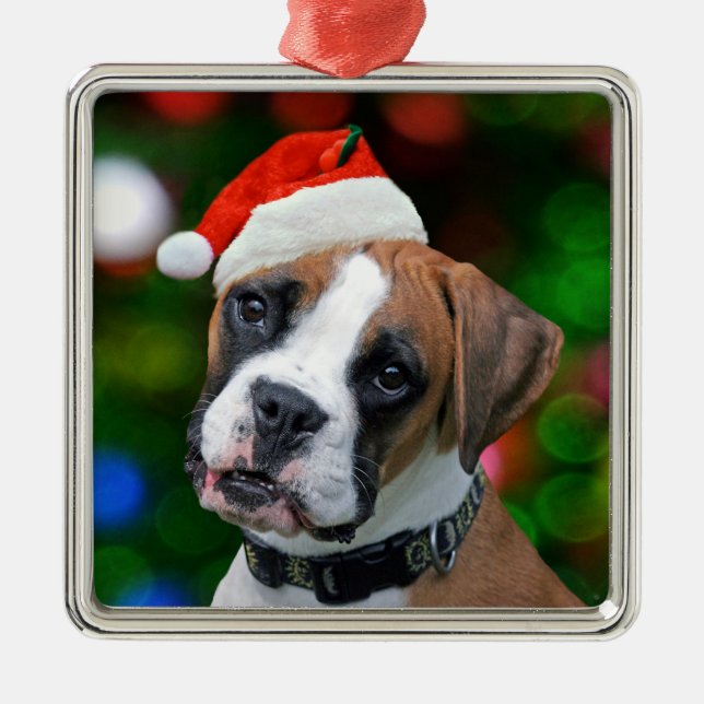 Ornamento De Metal Boxer Natal (Frente)