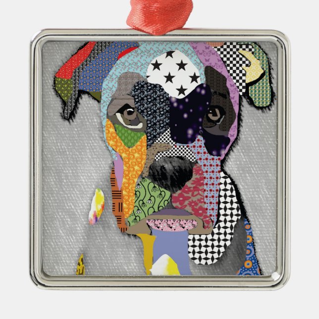 Ornamento De Metal Boxer Portrait (Frente)