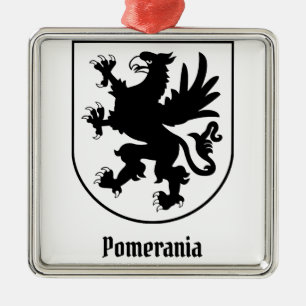 Ornamento De Metal Brasão de Armas da Pomerânia Preto e Branco Heráld