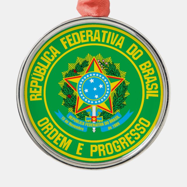 Ornamento De Metal Brasil Round Emblem (Frente)
