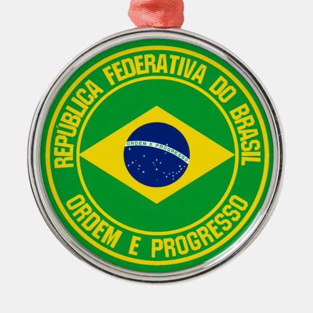 Ornamento De Metal Brasil Round Emblem (Frente)