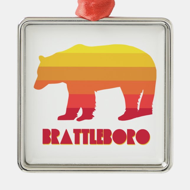 Ornamento De Metal Brattleboro Vermont Rainbow Bear (Frente)