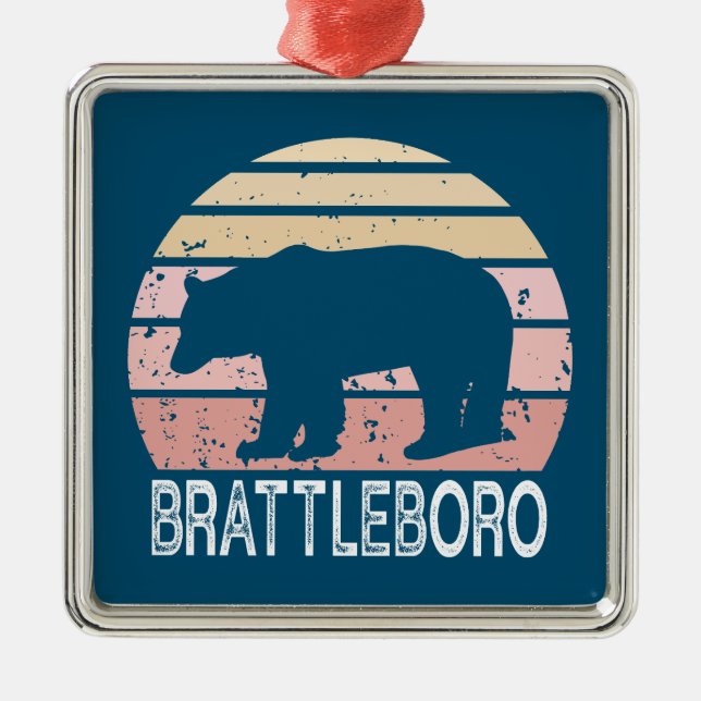 Ornamento De Metal Brattleboro Vermont - Urso Retroativo (Frente)