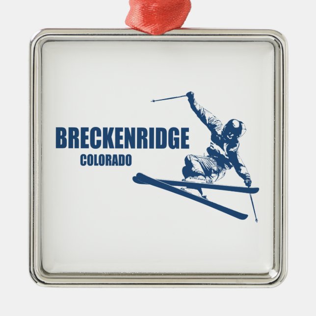Ornamento De Metal Breckenridge Colorado Skier (Frente)