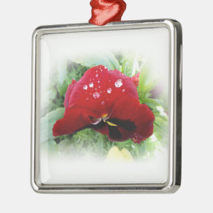 Ornamento De Metal Bright Red Pansy