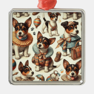 Ornamento De Metal Brinquedo de folha branca Fox Terrier sem costura