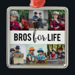 Ornamento De Metal Bros para Life Brothers Photo Collage Typografia<br><div class="desc">Irmãos para a vida 6 colagem de fotos personalizada ornamento.</div>