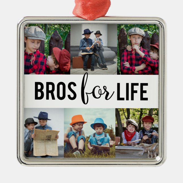 Ornamento De Metal Bros para Life Brothers Photo Collage Typografia  (Frente)