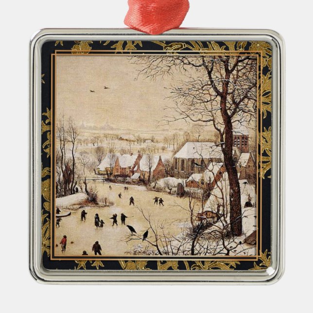 Ornamento De Metal Bruegel the Elder - Winter Landscape (Frente)