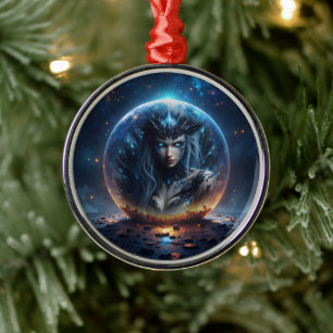 Ornamento De Metal Bruxa Cósmica – Nascida da Esfera Estelar.