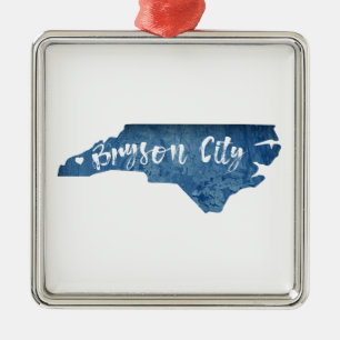 Ornamento De Metal Bryson City North Carolina Wood Grain