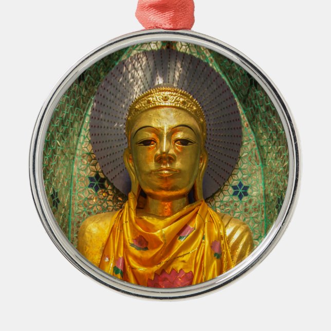 Ornamento De Metal Buda Dourado no Templo (Frente)