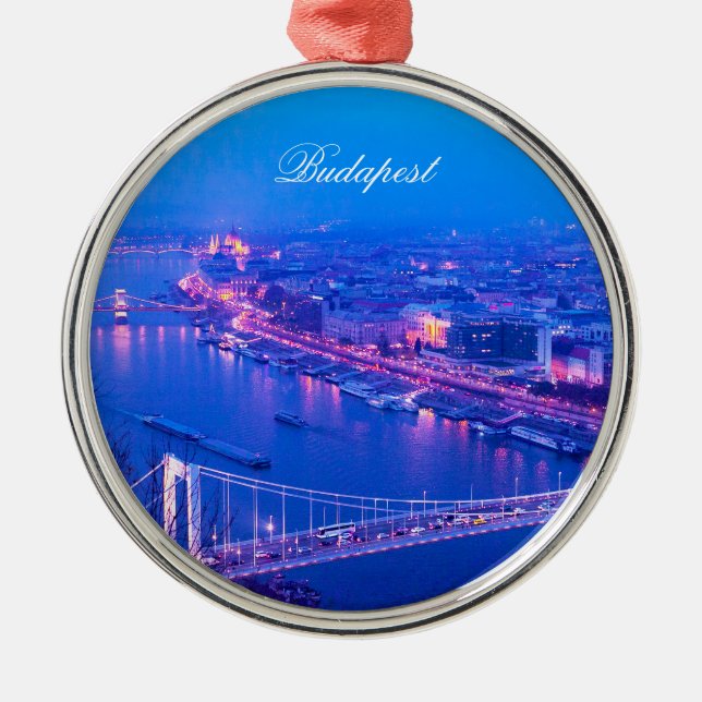 Ornamento De Metal Budapest em a noite (Frente)