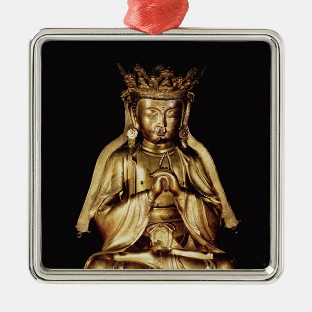 Ornamento De Metal Buddha assentado (Frente)