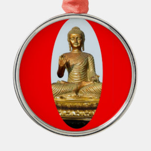 Ornamento De Metal Buddha Dourado & vermelho sagrado por SHARLES