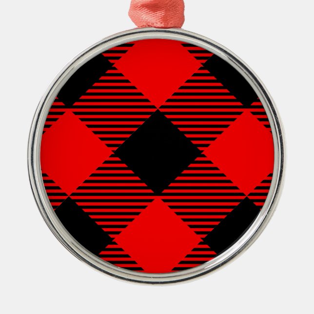 Ornamento De Metal Buffalo Check Red and Black Lumberjack Xadrez Deco (Frente)
