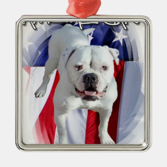 Ornamento De Metal Buldogue americano (Frente)