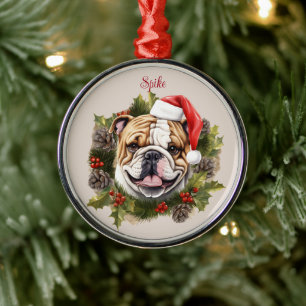 Ornamento De Metal Bulldog Natal Pet Memorial Raça de Cachorro