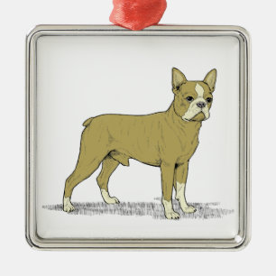 Ornamento De Metal Bulldogue Francês Estilizado Vintage C