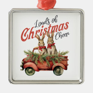Ornamento De Metal Bunny Christmas Truck