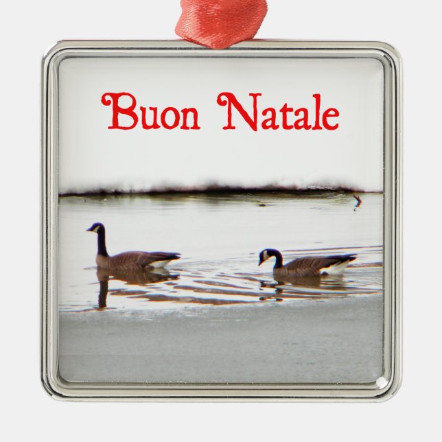 Ornamento De Metal Buon Natale - Honkers - Canada Geese (Frente)