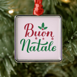 Ornamento De Metal Buon Natale Red e Green - Natal italiano