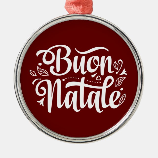 Ornamento De Metal Buon Natale Simple Red Natal (Frente)
