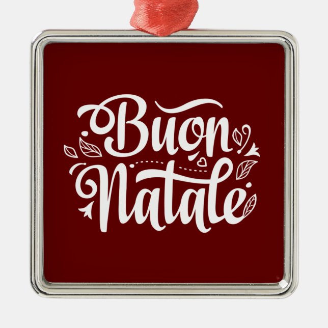 Ornamento De Metal Buon Natale Simple Red Natal (Frente)