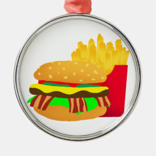 Ornamento De Metal Burger e Fries
