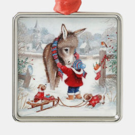 Ornamento De Metal Burro Natal Fofo Família 